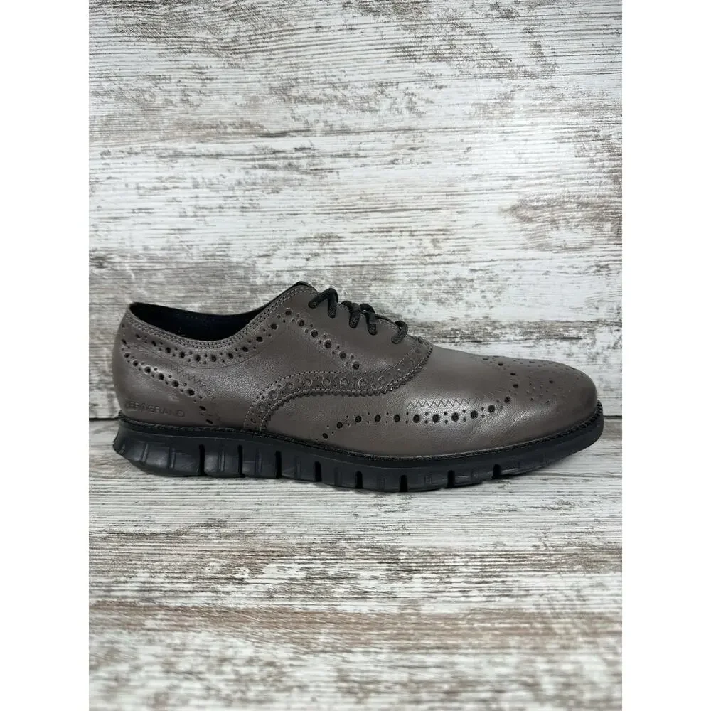 Men's Cole Haan ZeroGrand Gray Leather Wingtip Oxford Sz 8.5M EUC!